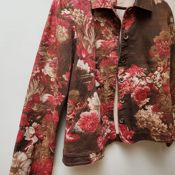 Vintage Brown Floral Chore Coat / Barn Jacket S - Picture 4 of 6